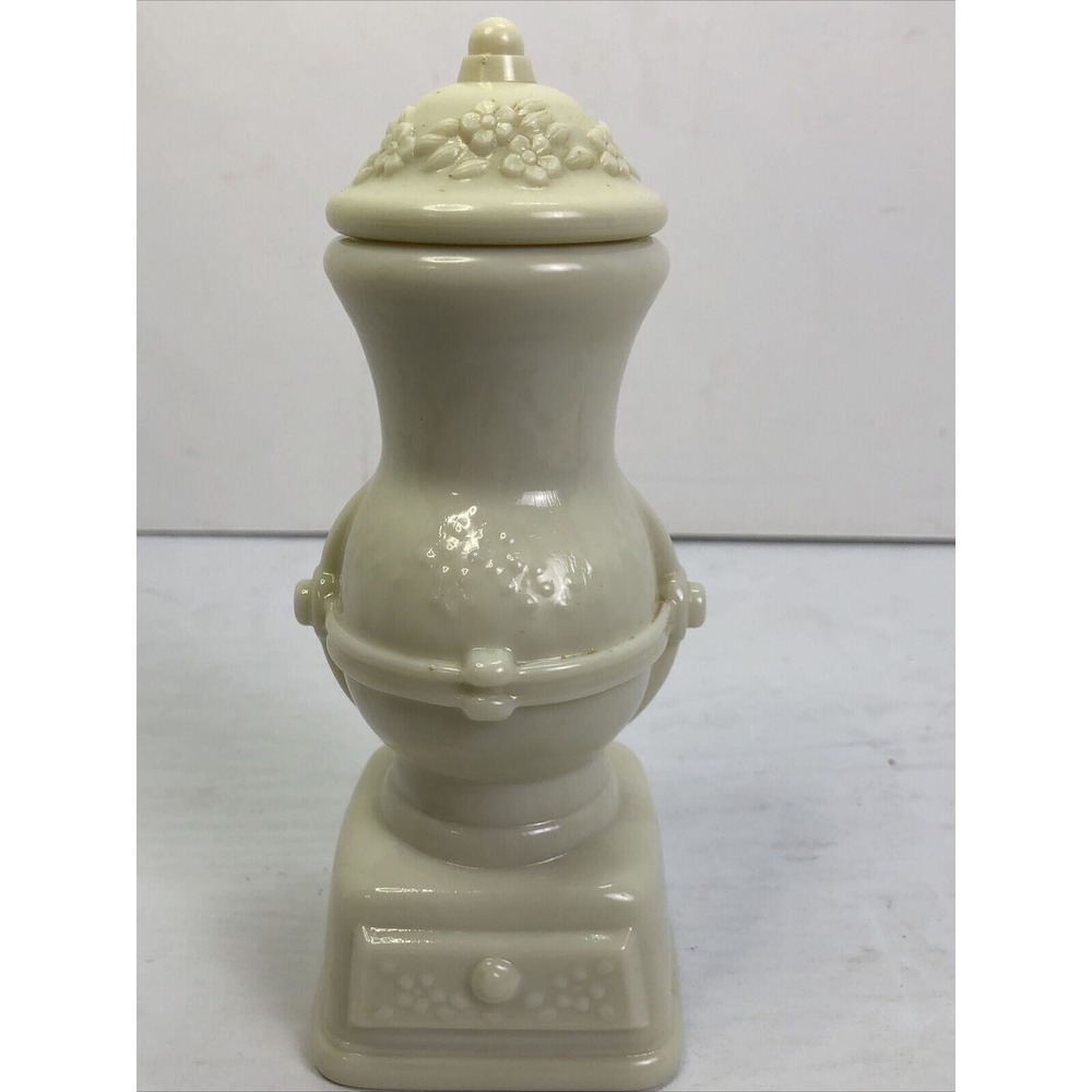 Avon Moonwind Cologne Bottle White w/ Flowers 5 Fluid Ounces Empty 6.5" Tall VTG